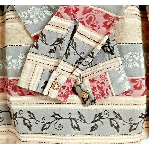 Alfred Dunner Womens Petite 8P Blazer Jacket Brown Rust Cream Fall Floral Stripe - Picture 9 of 15